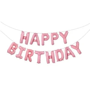 13pcs Rose Gold Happy Birthday Balloons – Letter Foil Balloon Decoration Set