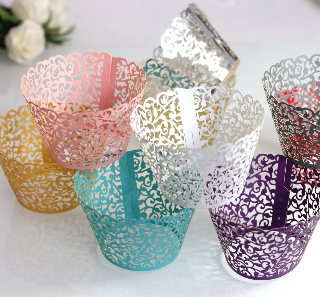 500pcs Hollow Little Vine Lace Laser Cut Cupcake Wrapper Liner Baking Cup Paper Cake Cup DIY Baking Wedding Party Supplies