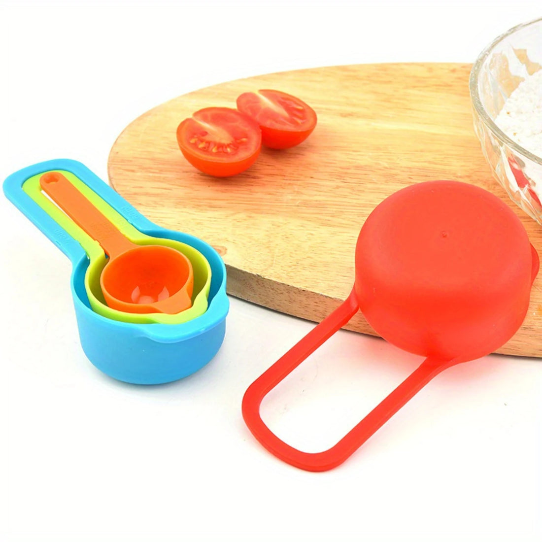 6in1 Colorful Plastic Measuring Cup and Spoon Set for Dry and Liquid Ingredients - Baking Tools and Kitchen Utensils
