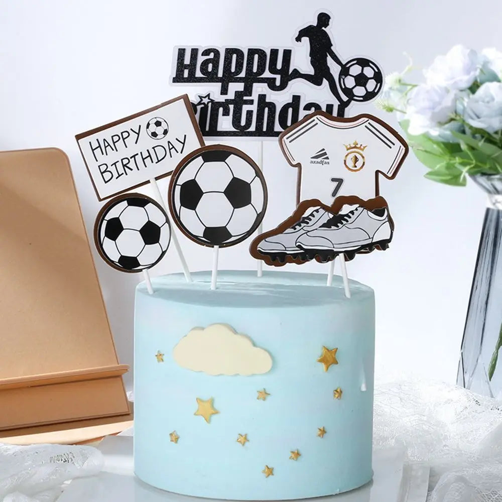Adorable Basketball Cupcake Topper Happy Birthday Party Supplies Theme Sports Football Cake Decoration Sneakers Pattern Ornament