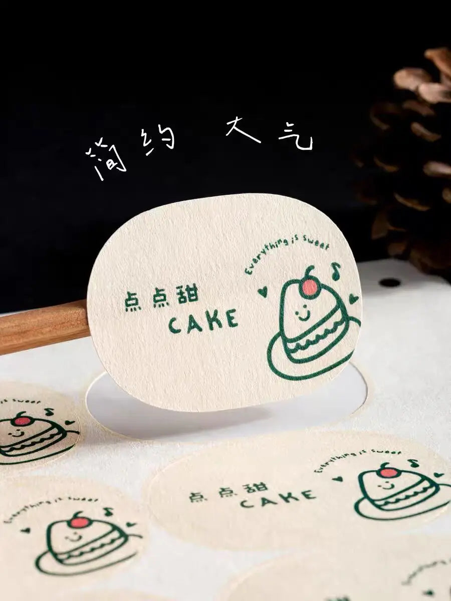Custom Rough Texture Label Aesthetic Adhesive Stickers Personalized Logo Text Coffee Cake Baking Gift Packaging Product Sealing