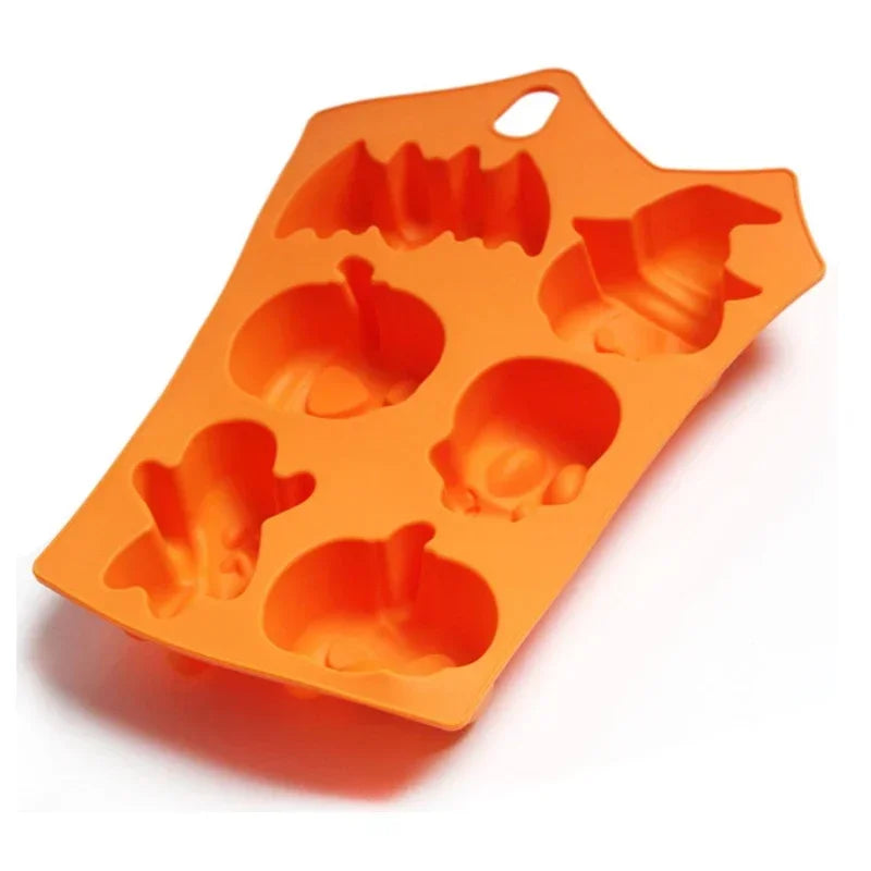 Halloween Chocolate Candy Mold 3D Pumpkin Bat Skull Jelly Biscuit Cake Mould Baking Tool Cookie Cutter Reusable DIY Model Party