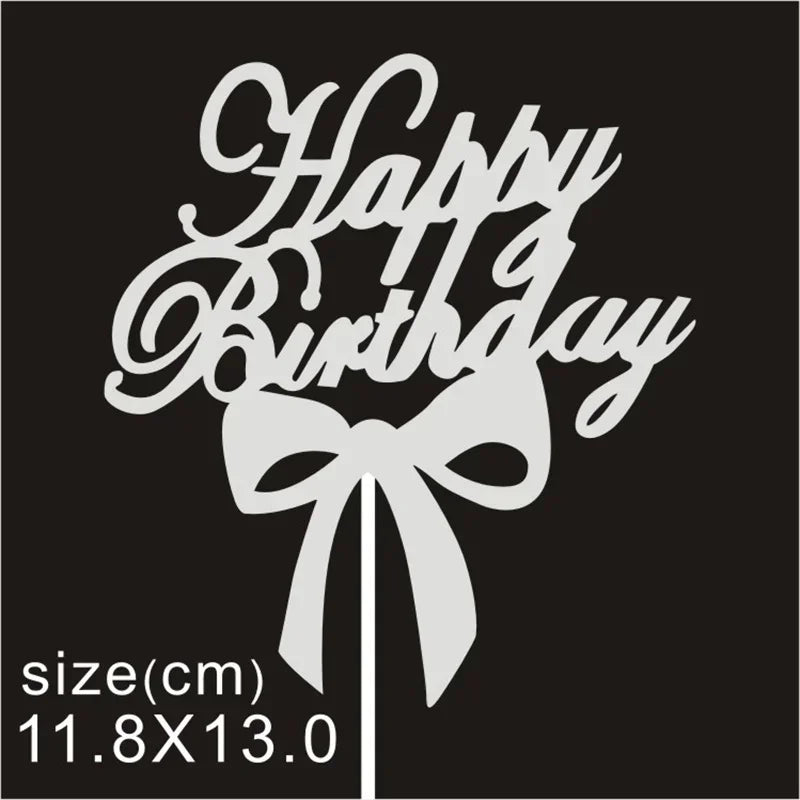 10 Pcs / Bag Gold Silver English Happy Birthday Cake Toppers Birthday Party Decorations Baking DIY Accessories