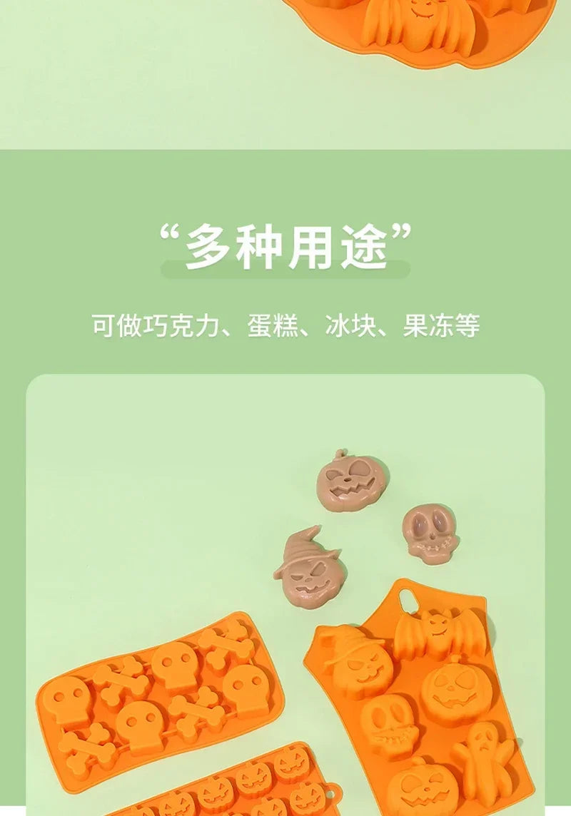 Halloween Baking Mold 3D Pumpkin Bat Skull DIY Model Chocolate Candy Jelly Biscuit Cake Mould Tool Cookie Cutter Reusable Party