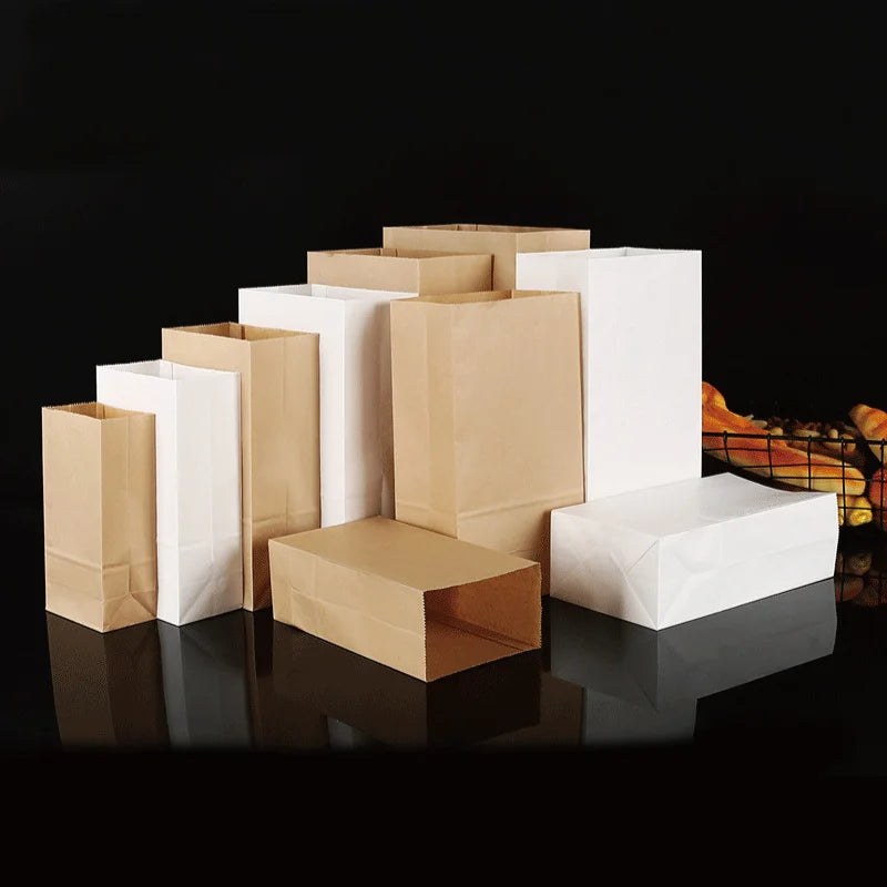 25/50pcs kraft paper bags brown exquisite gift bag recyclable takeout bags food baking packaging bag candy storage wholesale