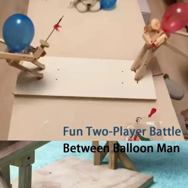 Balloon Battle Game for 2 Players Balloon Battle Handmade Wooden Fencing Puppet Head Inflatable Wooden Fighter Fast Paced