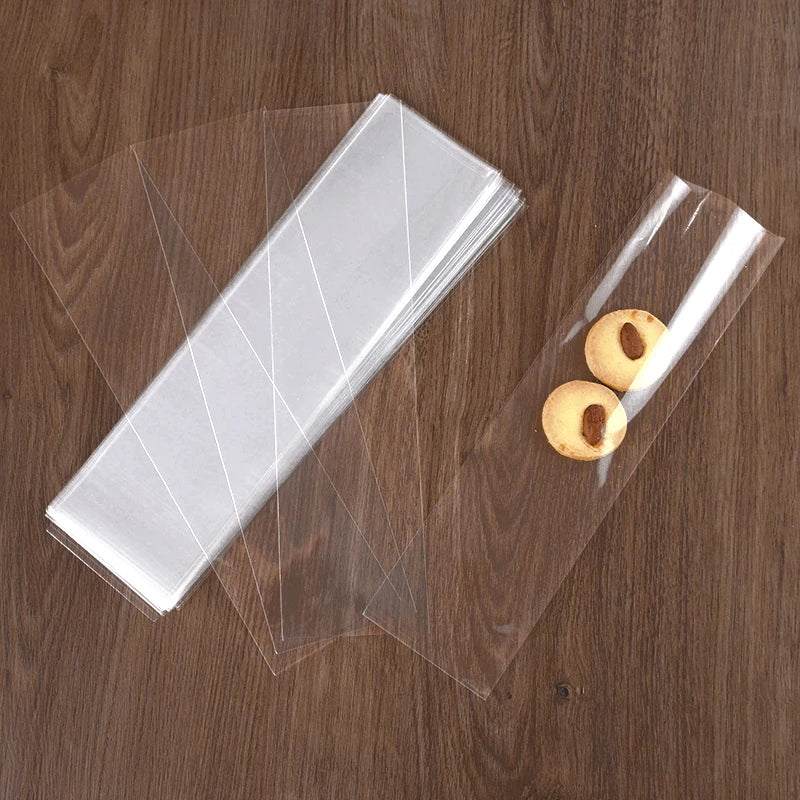 50/100pcs Clear Long Candy Treat Bag Cellophane Cookie Lollipop Plastic Bag Food Gift Packaging Wedding Birthday Decor Supplies