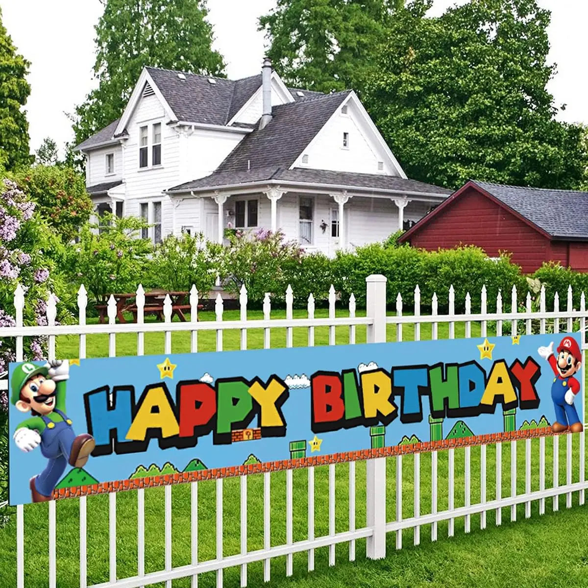 Super Birthday Party Banner | Outdoor and Indoor Garden Sign Banner | Perfect Video Game Theme Party Decoration