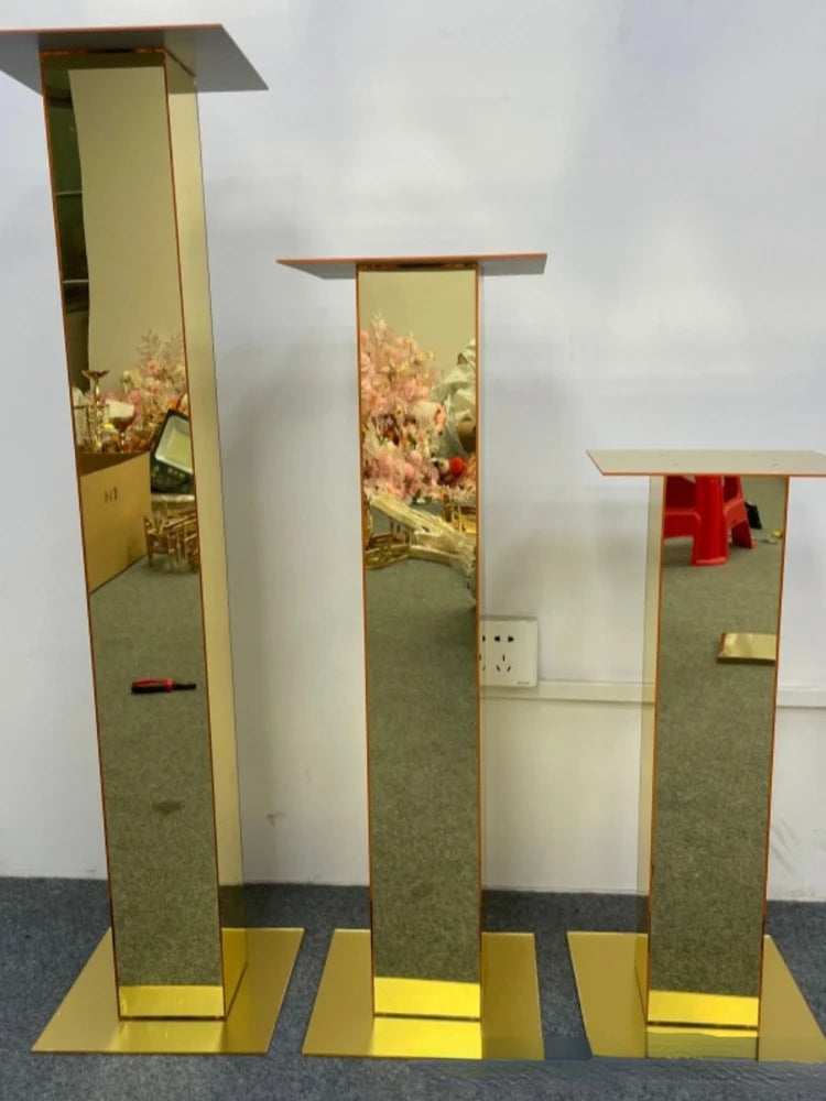 6PCS Column Mirror Acrylic Decorative Flower Wares Floral Bouquet Racks, Party Supplies Table Centerpieces Ornaments Cake Stand