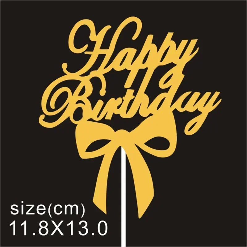 10 Pcs / Bag Gold Silver English Happy Birthday Cake Toppers Birthday Party Decorations Baking DIY Accessories