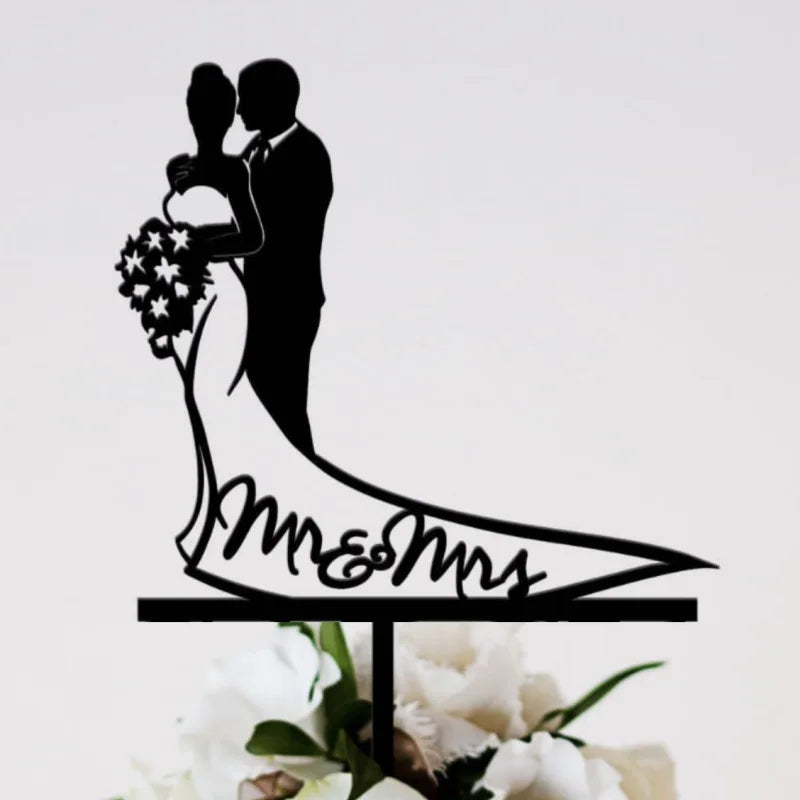 INS 15 Styles Mr&mrs Wedding Party Cake Topper Black Acrylic Wedding Scene Cake Supplies for Wedding Party Cake Decorations 2024