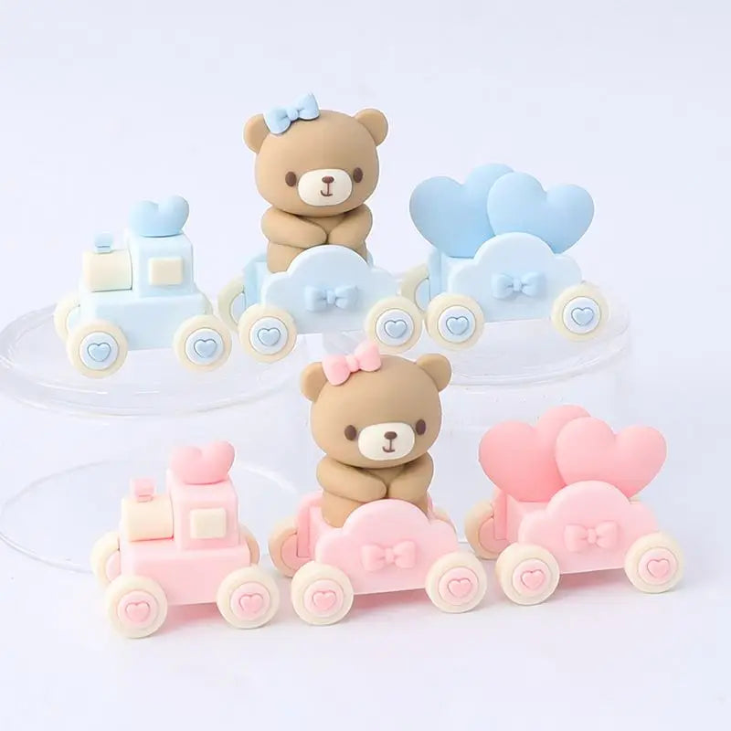Pink Blue Bear Cake Topper Baby Shower Boy Girl Birthday Party Cake Decor Adult Birthday Gifts Wedding Cake Decorating Baking