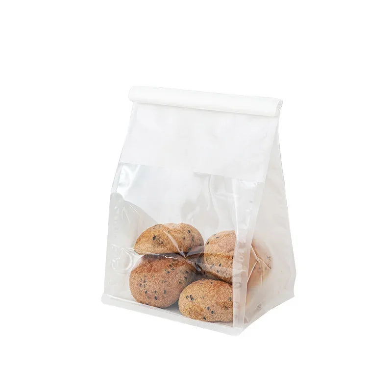 10-50pcs 4 Size Toast Bag Packaging Bag, Self Sealing Bread Bag Wire Rolled Edge Baking Transparent Biscuit Cake Bag Sealed Tea