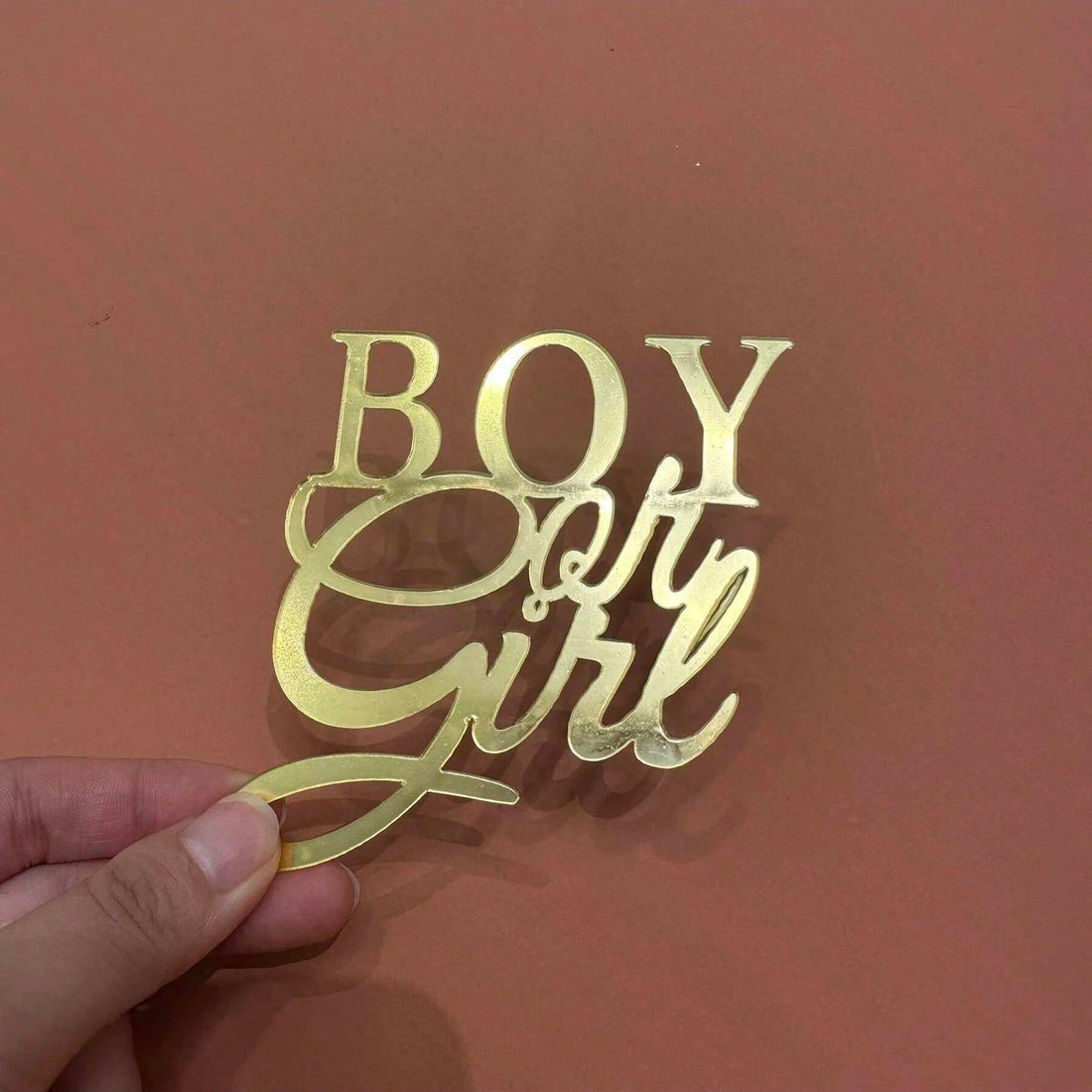5pcs Unique Boy or Girl Side Cake Topper for Baby Shower with Gold Acrylic Decoration Baking Decorating Tools Party Supplies