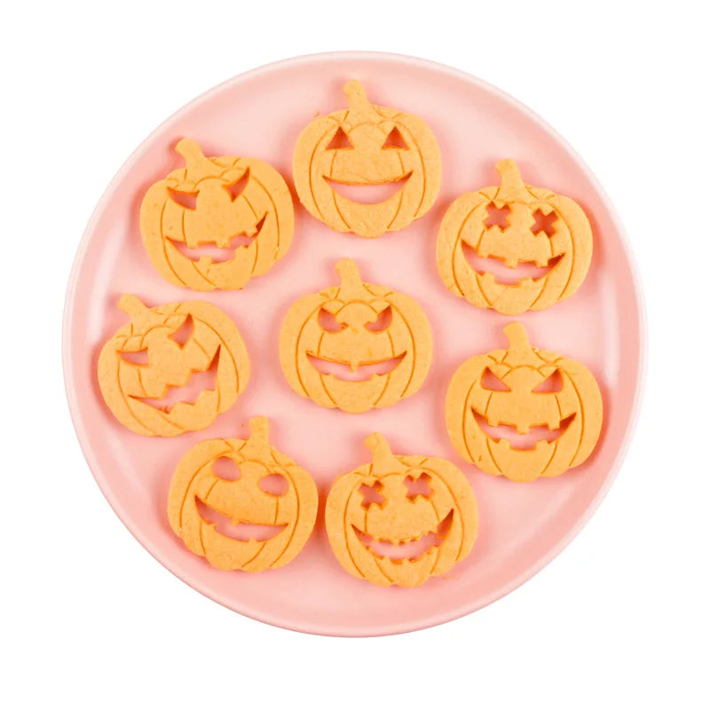 Halloween Cookie Mold Cartoon Pumpkin Head Baking Fondant Household 3D Stamp Hollow DIY Face Food Making Children Birthday Gifts