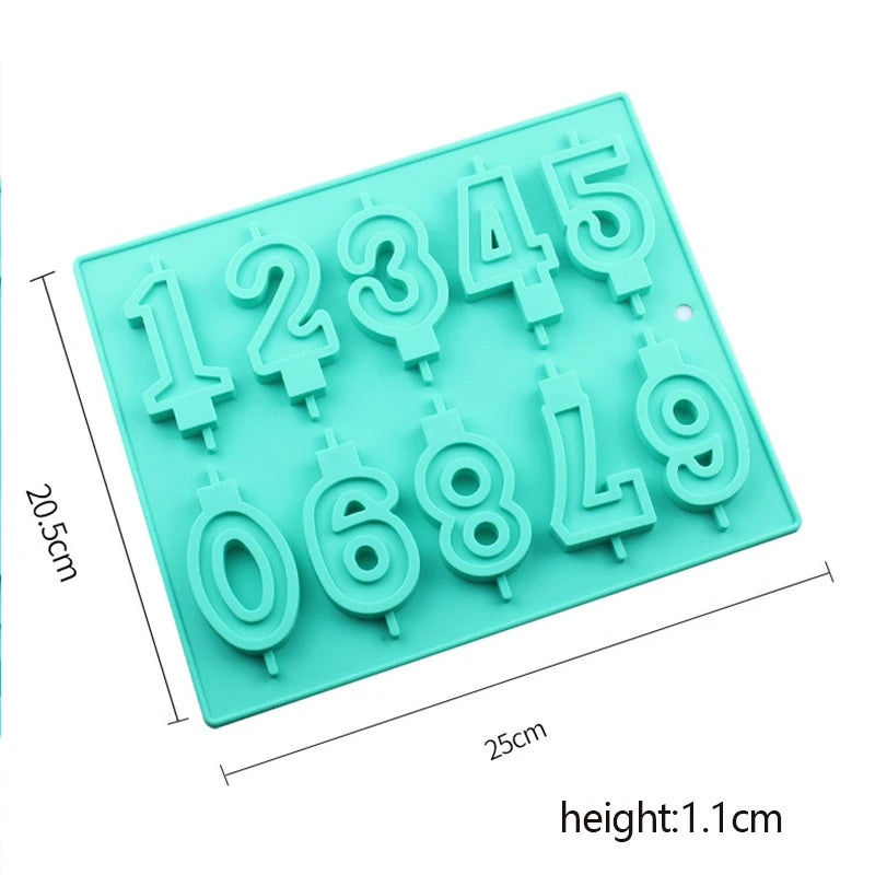 3D Arabic Number Birthday Candle Silicone Mold DIY Making Fondant Cake Chocolate Candy Mould Crafts Party Decorating Tool