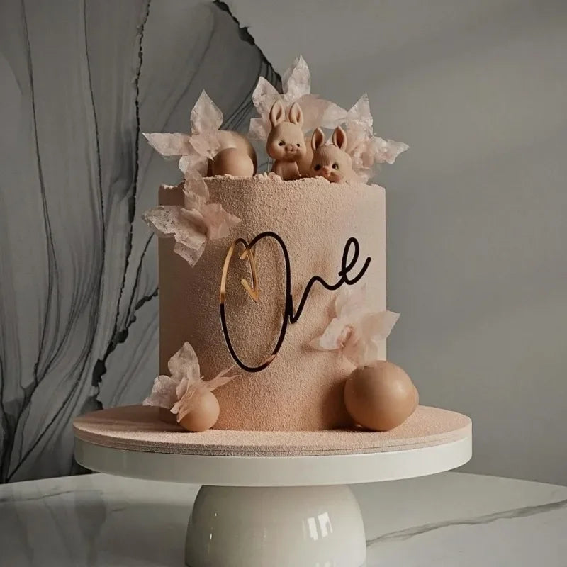 Baby Shower One Cake Toppers Gold Baby Birthday Cake Topper for Kids Birthday Party Cake Decorations