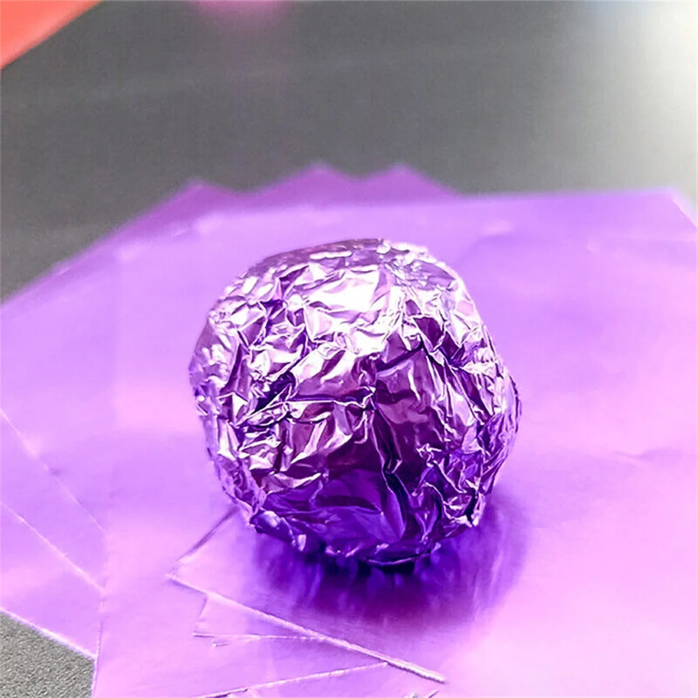 100pcs 8x8cm Aluminum Foil Wrapping Sheets – DIY Food Packaging for Chocolate & Candy