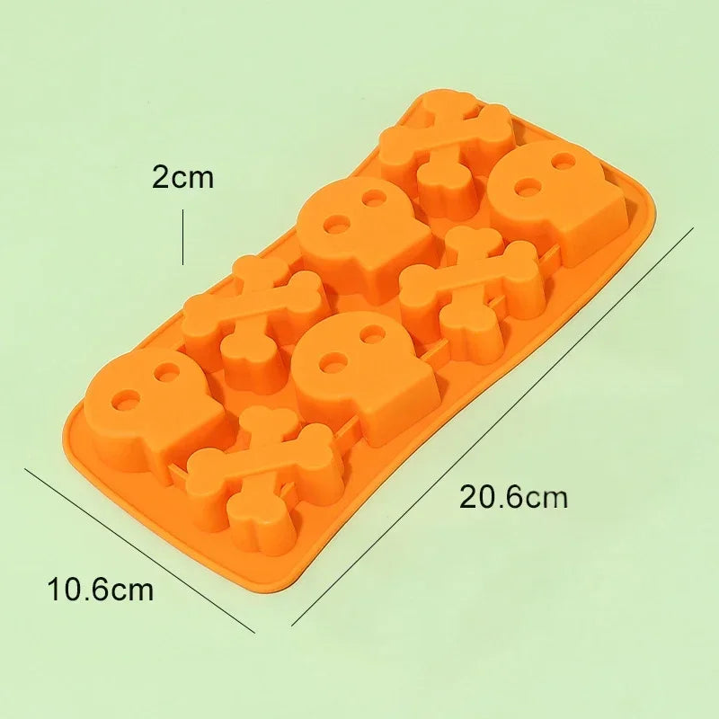 Halloween Chocolate Candy Mold 3D Pumpkin Bat Skull Jelly Biscuit Cake Mould Baking Tool Cookie Cutter Reusable DIY Model Party