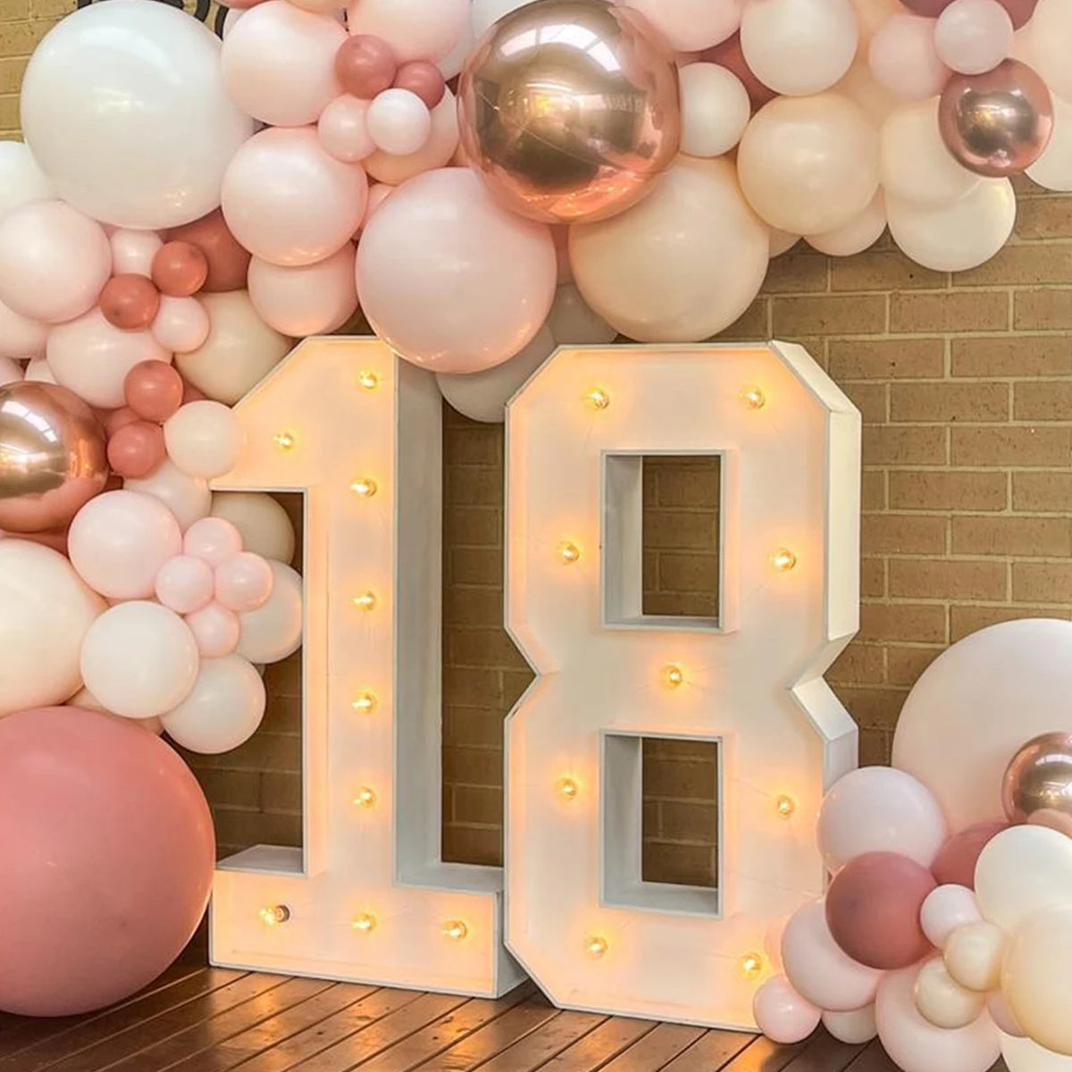 91.5cm Giant Number Balloon Mosaic Frame – Light-Up Marquee Box for Birthday Party Decoration