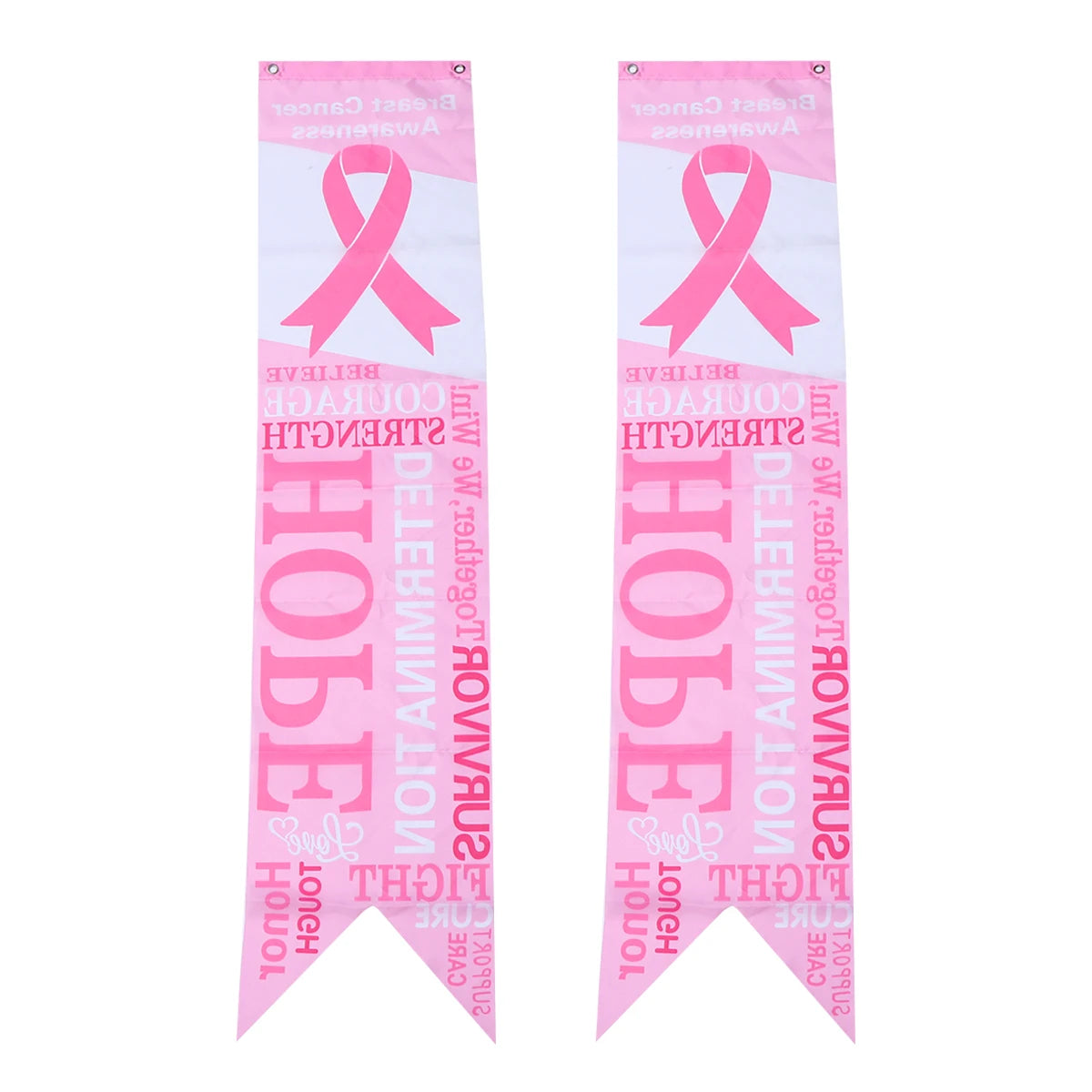 2pcs Pink Ribbon Banners Breast Cancer Awareness Health Hanging Flags Wall Decor For Doors Windows Party Decorations
