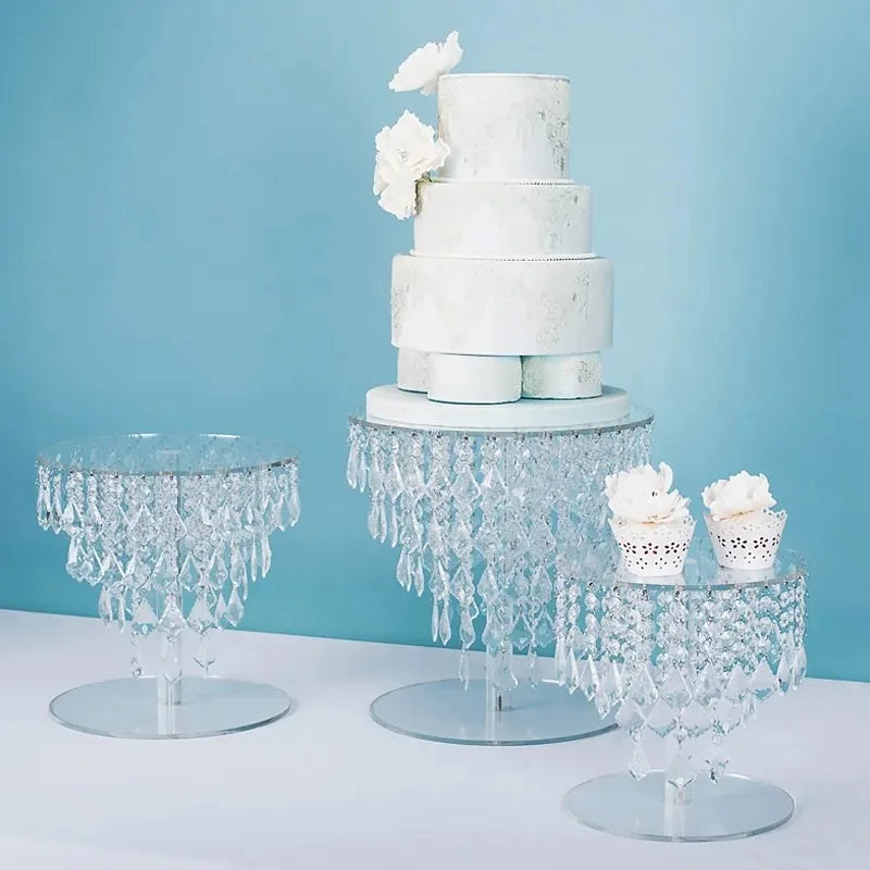 tier round crystal large bling acrylic cake stand set for wedding beaded glass party cup cake stand decorating supplies