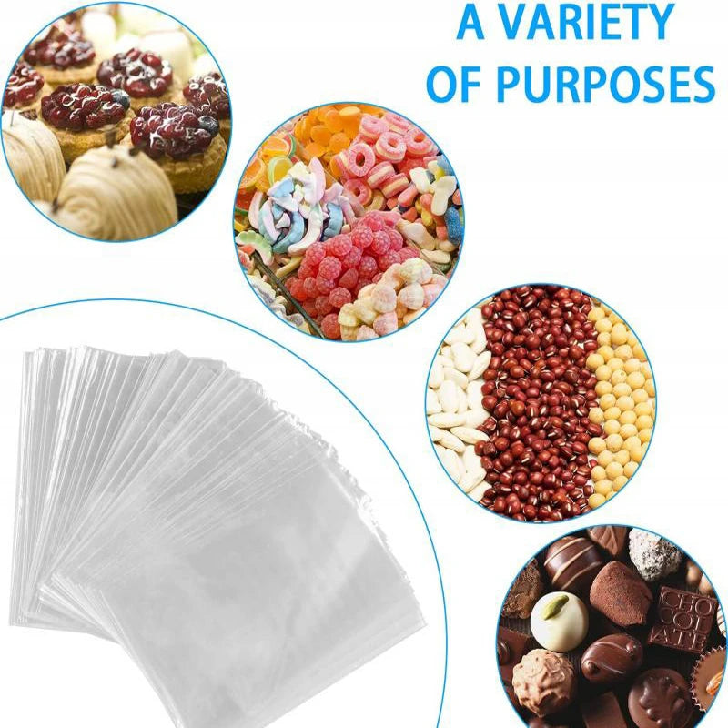 50-100p Transparent Cellophane Bags Clear OPP Plastic Bags Candy Lollipops Cooki Gifts Packaging Bag Party Favor Baking Supplies