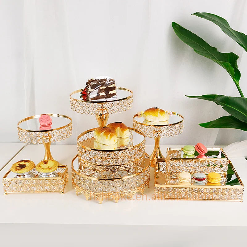 New Design Party Decorations 16-Piece Aluminum Alloy Golden Dessert Stand Wedding Supplies Cake Stand Suit Dessert Table