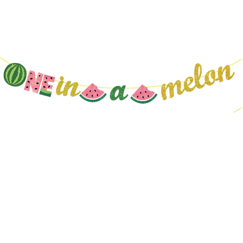One in a Melon Cupcake Topper Baby Kids 1st Birthday Party Cake Decor Watermelon Themed Party Supplies Baby Shower Girl Birthday