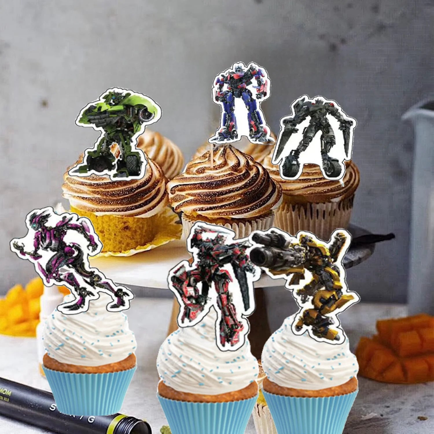 Transformation Cake Topper Birthday Decor Bumblebee Cake Decor Flag Baby Shower Optimus Baking DIY Supplies Kid Boys Favors Gift