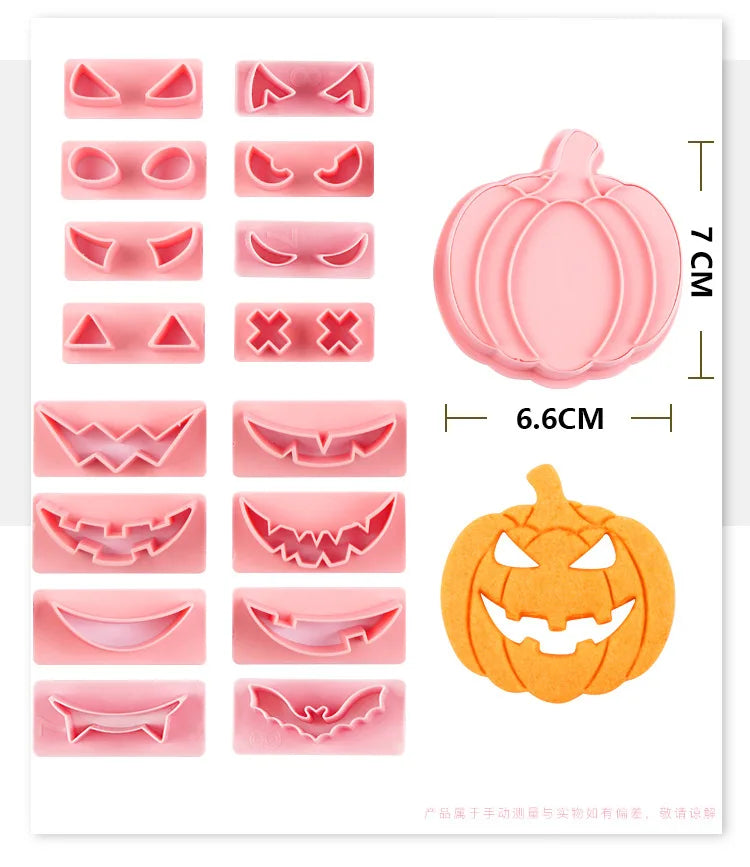 Halloween Cookie Mold Cartoon Pumpkin Head Baking Fondant Household 3D Stamp Hollow DIY Face Food Making Children Birthday Gifts