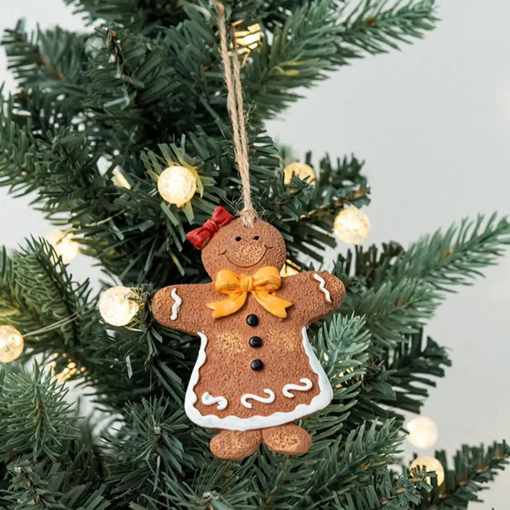 Resin Christmas Ornaments Festive Tree Ornaments Adorable Christmas Resin Gingerbread Man Ornament Festive Xmas Tree Decoration