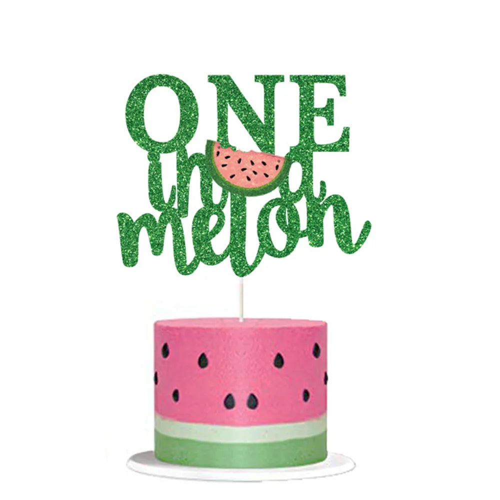 One in a Melon Cupcake Topper Baby Kids 1st Birthday Party Cake Decor Watermelon Themed Party Supplies Baby Shower Girl Birthday