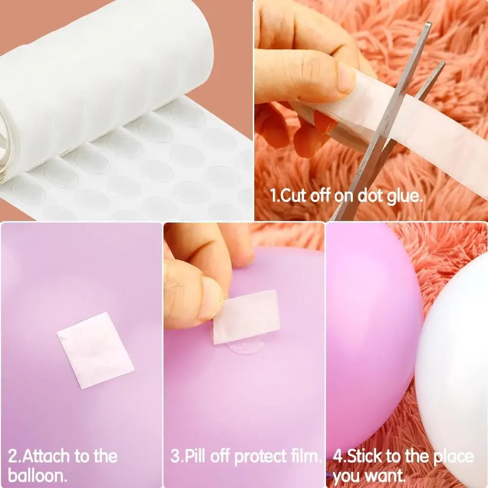 Double-Sided Balloon Glue Dots – Clear Sticky Point Tape for Party Decorations, Arch & Photo Stand
