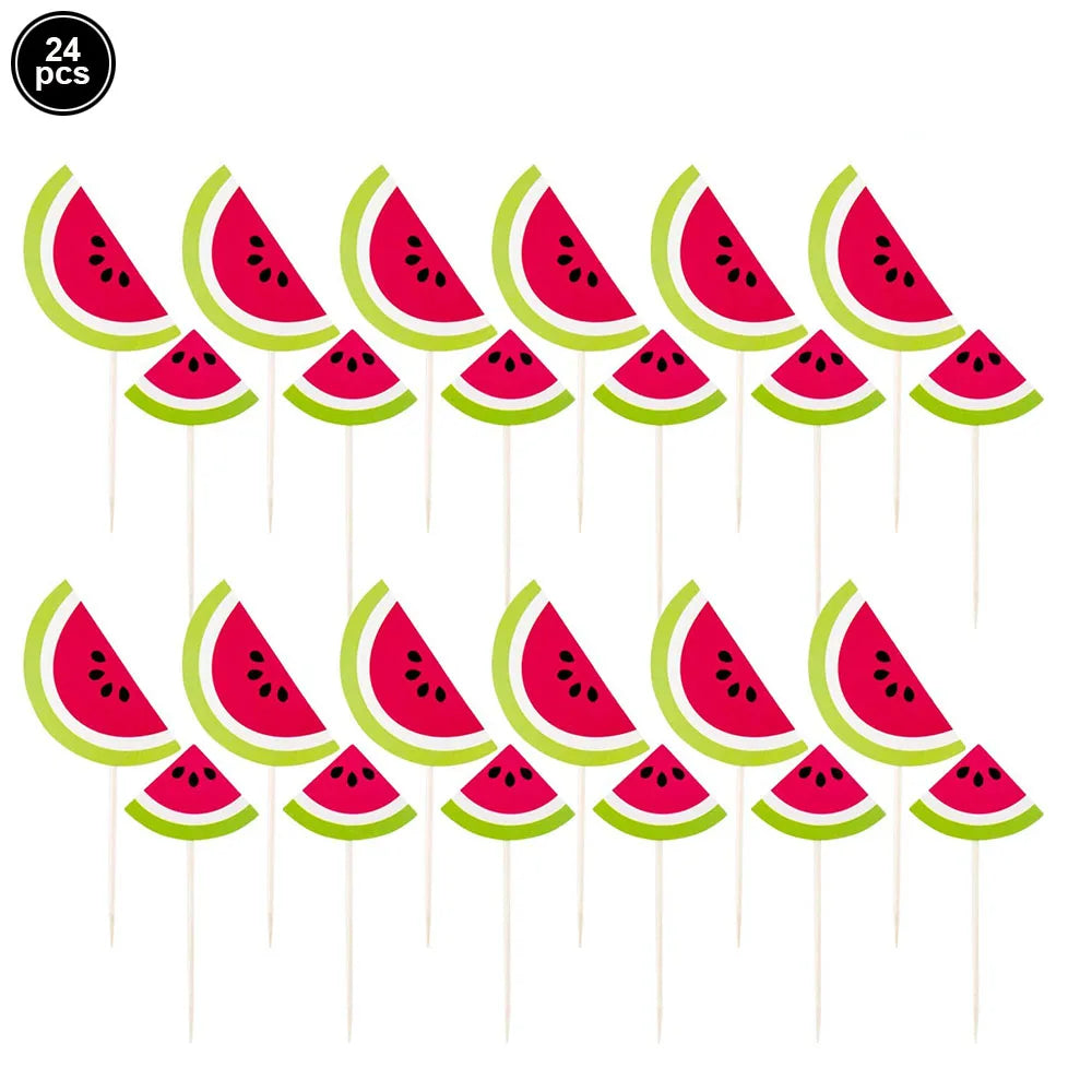 One in a Melon Cupcake Topper Baby Kids 1st Birthday Party Cake Decor Watermelon Themed Party Supplies Baby Shower Girl Birthday