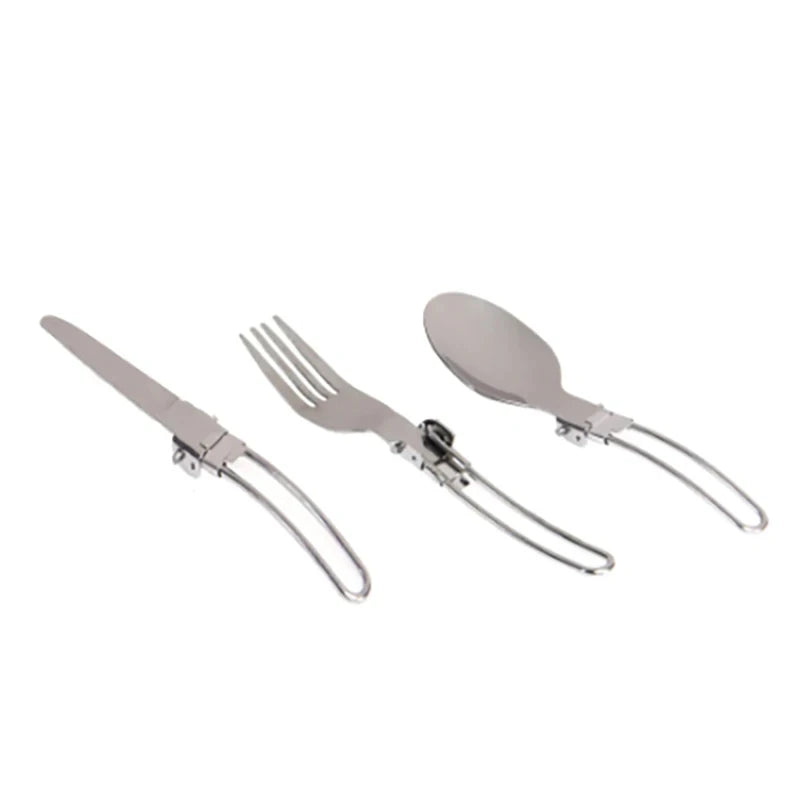 Camping Foldable Fork Knife Spoon Set Outdoor Camp Picnic Slice Tableware Tourist Cooking Equipment Supplies