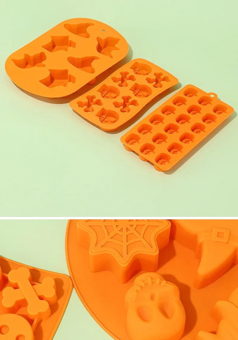 Halloween Baking Mold 3D Pumpkin Bat Skull DIY Model Chocolate Candy Jelly Biscuit Cake Mould Tool Cookie Cutter Reusable Party