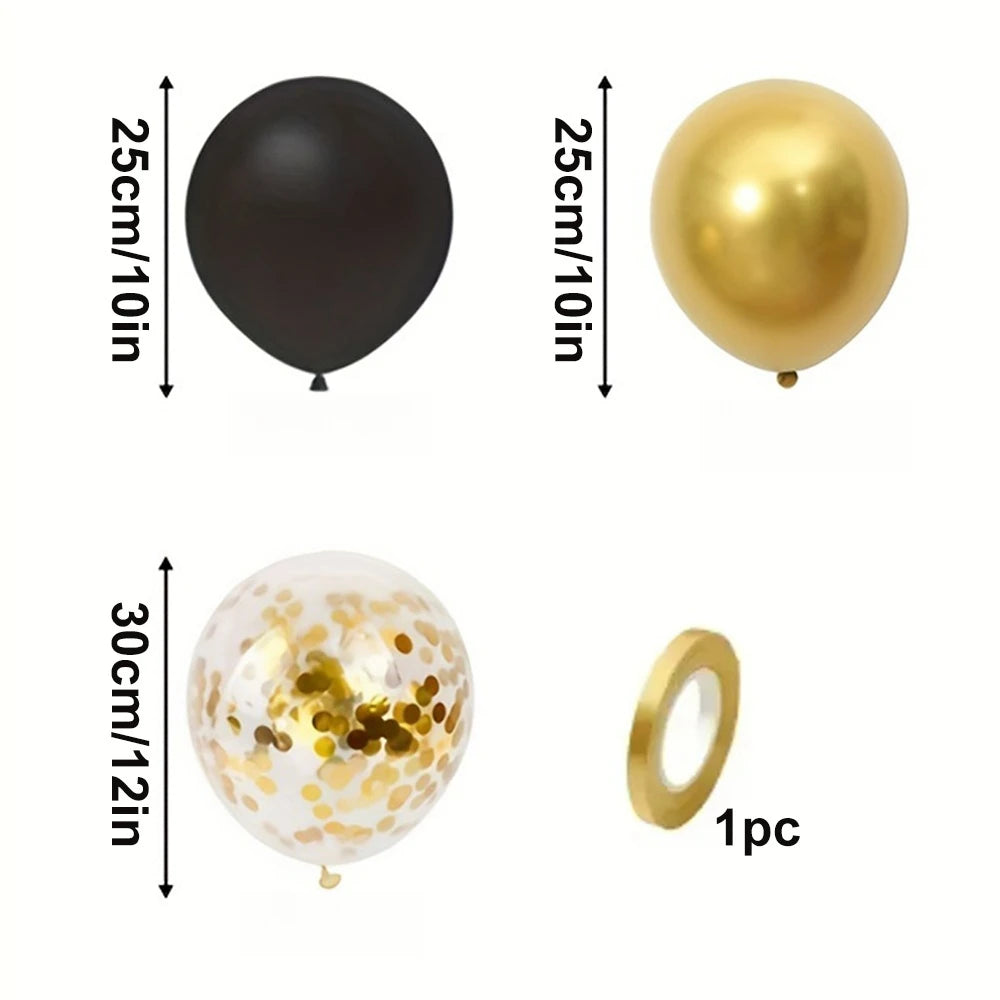 16pcs Black and Metallic Gold Balloons for Birthday Wedding Graduation Party Decorations