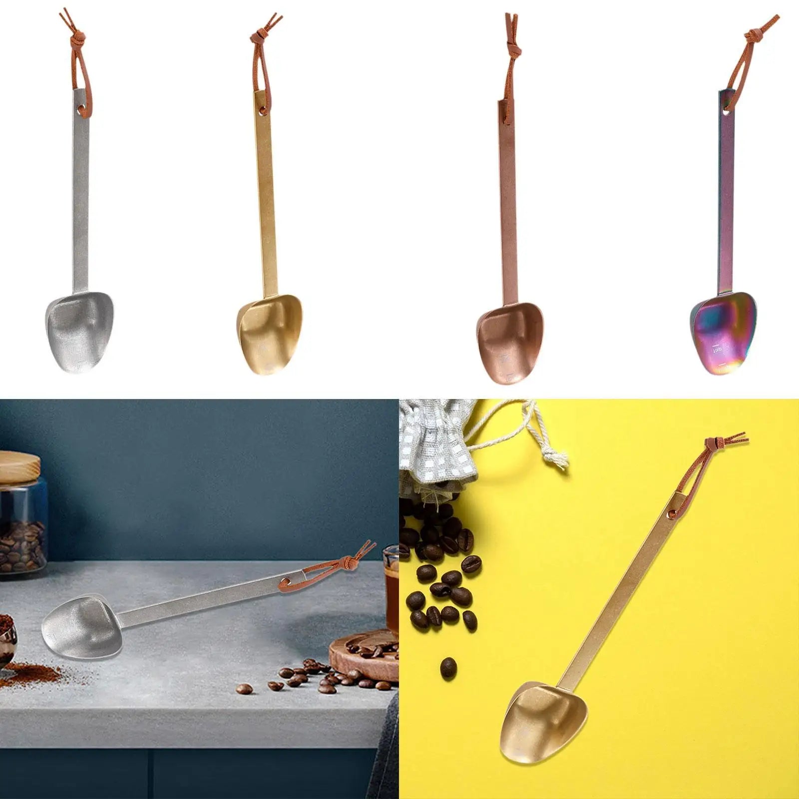 Coffee Bean Spoon Triangular Head Stirring Spoon Measuring Scoop for Baking Ingredients Seasoning Ground Coffee Kitchen Supplies