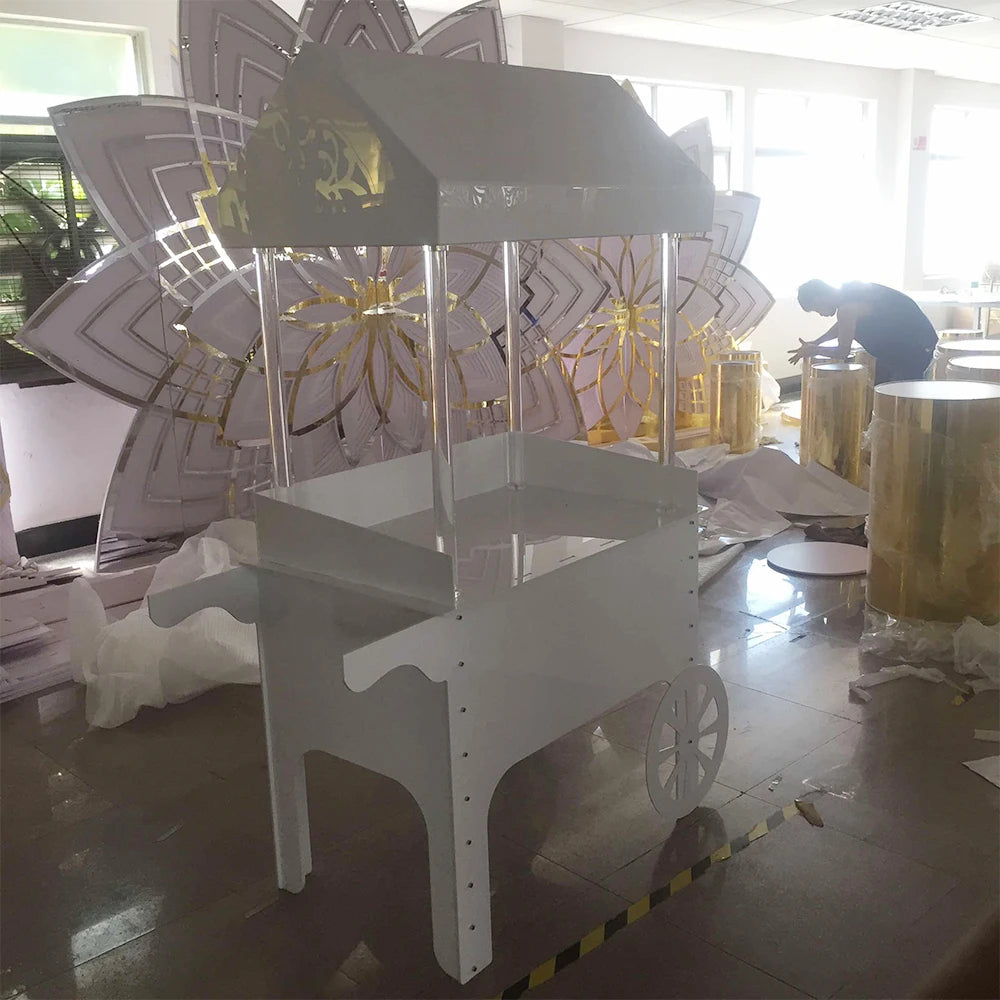 Hot Recommend Cake Candy Dessert Food Cart With Wheels Wedding Event Supplies Birthday Party Decoration