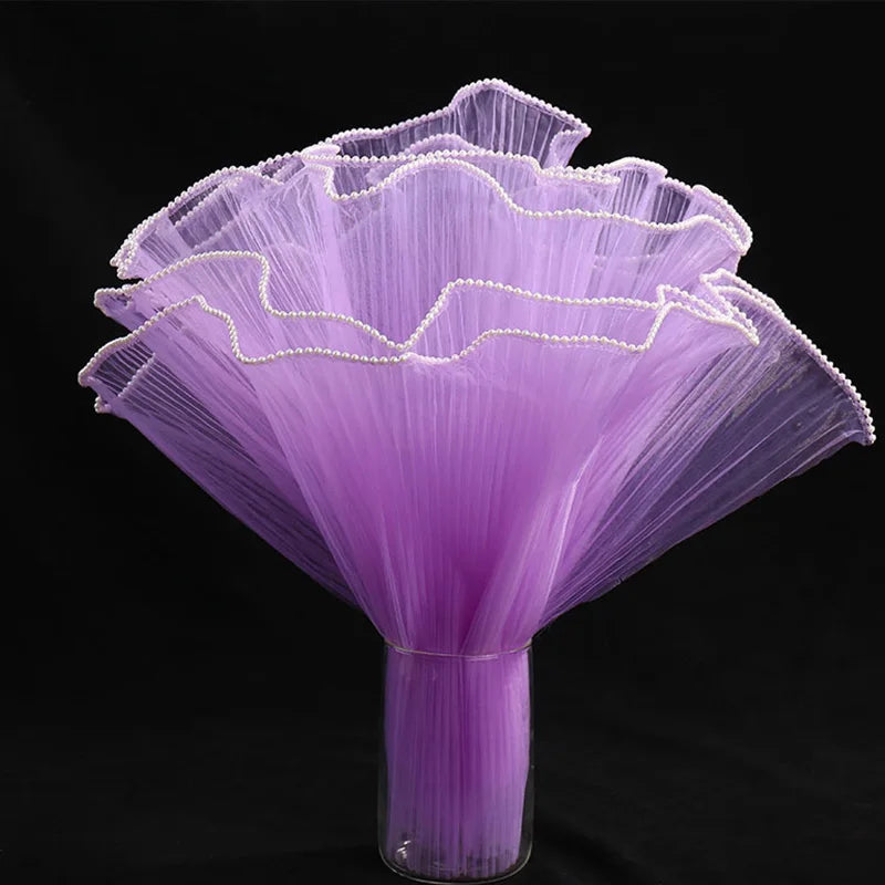28cmx400cm Flower Wrapping Paper Pearl Wave Yarn Lace Mesh Florist Bouquet Valentine&