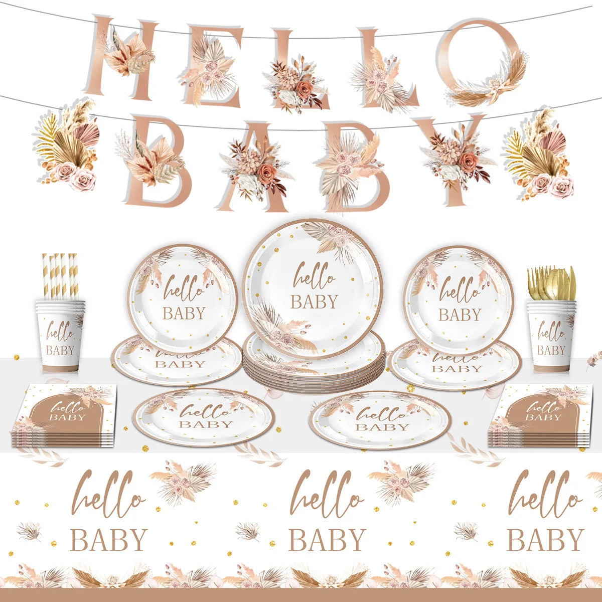 Birthday Baby Cake Topper Happy Birthday Banner Decor First Party Tablecloth Baby Shower One 1st 2nd 3rd Birthday Party Supplies