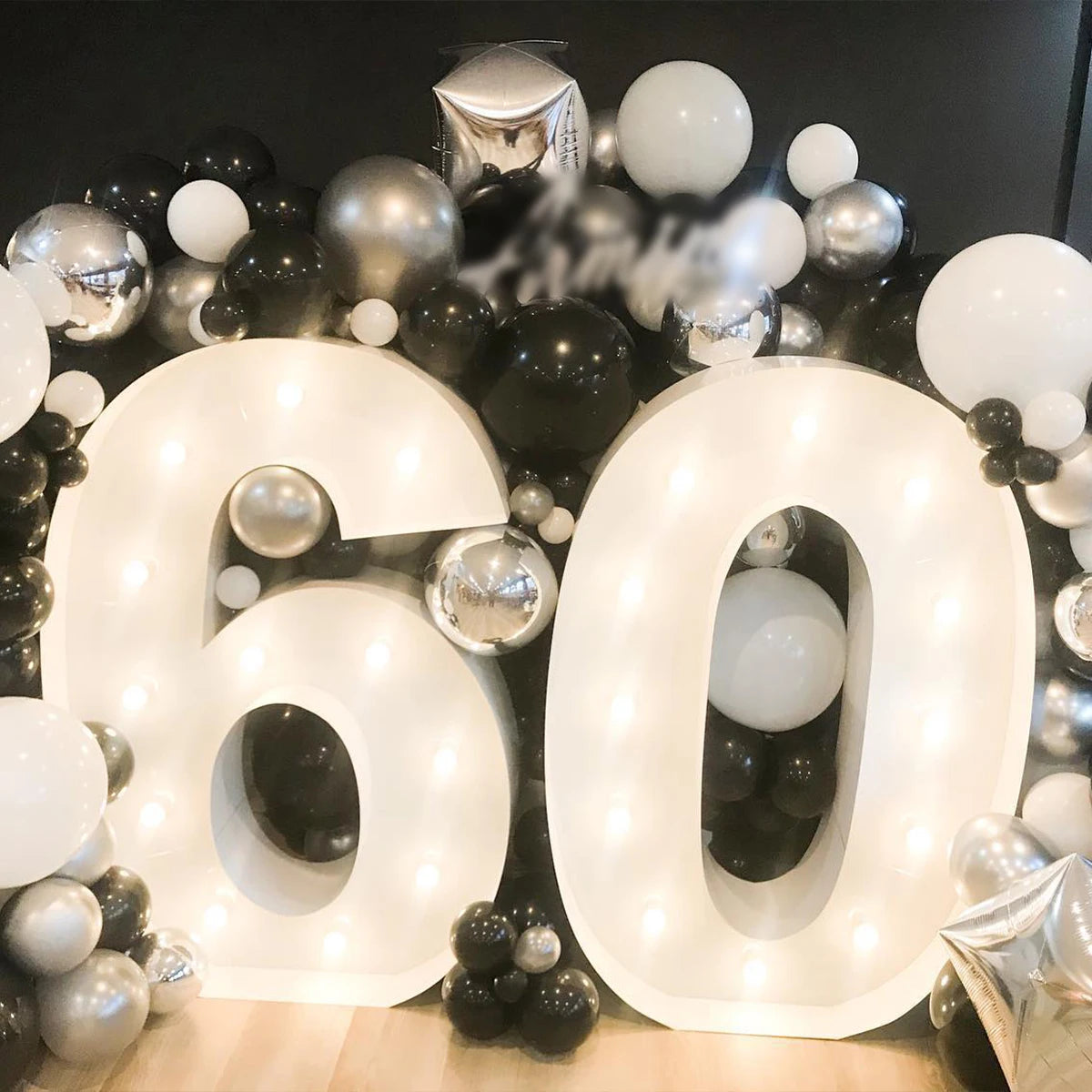 91.5cm Giant Number Balloon Mosaic Frame – Light-Up Marquee Box for Birthday Party Decoration