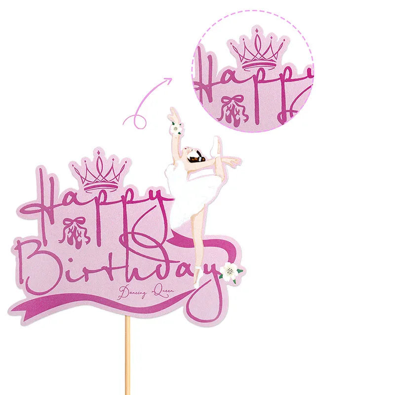 Ballet Cake Decoraitons Ballerina Cupcake Topper For Girl Happy Birthday Supplies Dancing Theme Party Decorations Cake Deors