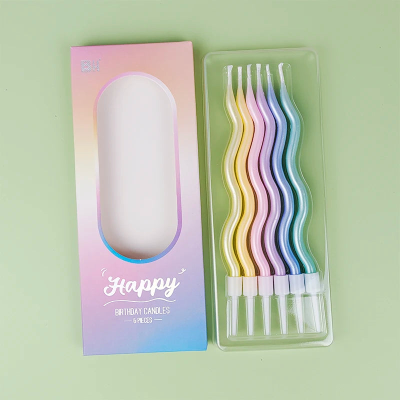 Happy Birthday Curved Candle Birthday Decoration Curved Thread Creative Long Cake Decoration Valentine&
