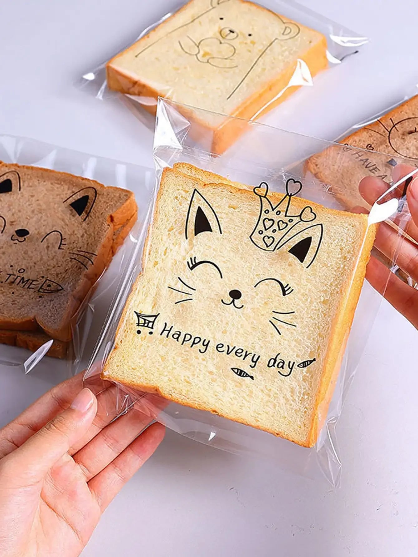100pcs Transparent Animal Treat Bags – Self-Adhesive Gift Packaging for Cookies, Candy & Bakery Goods