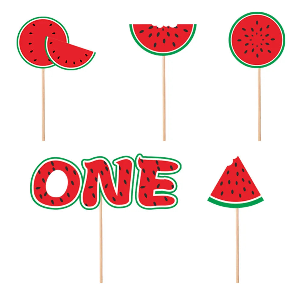 One in a Melon Cupcake Topper Baby Kids 1st Birthday Party Cake Decor Watermelon Themed Party Supplies Baby Shower Girl Birthday