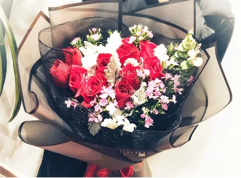 5sheets Half Transparent Flower Wrapping Paper Korean Style Gift Grinding Edge Rose Packing Florist Bouquet Wrapping Material