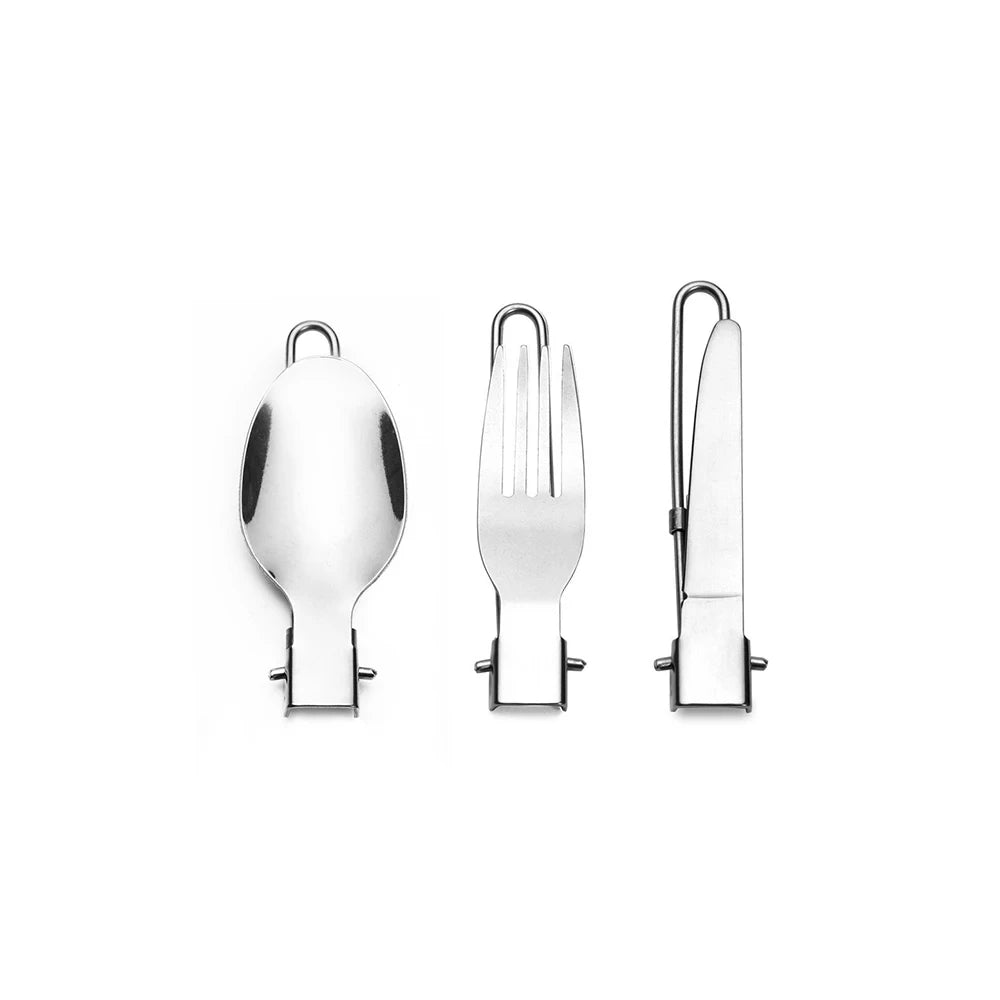 Camping Foldable Fork Knife Spoon Set Outdoor Camp Picnic Slice Tableware Tourist Cooking Equipment Supplies