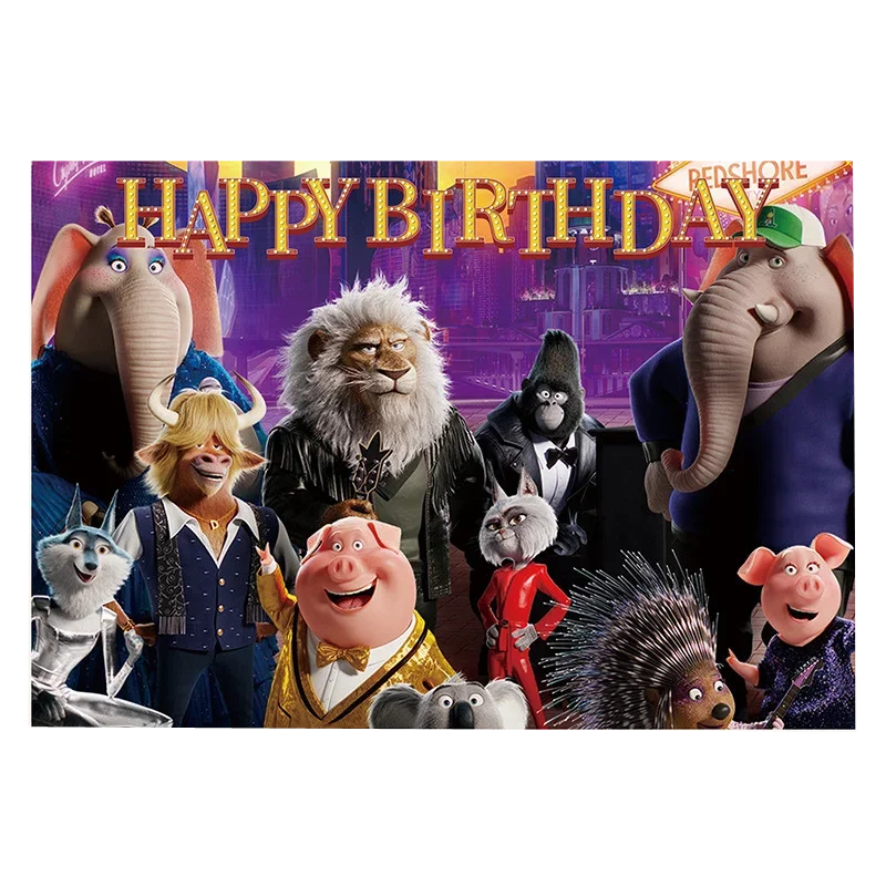 New Cartoon Happy Good Sound Animal Singing Theme Birthday Party Decoration Balloon Backdrop Cake Supplies Banner Baby Shower